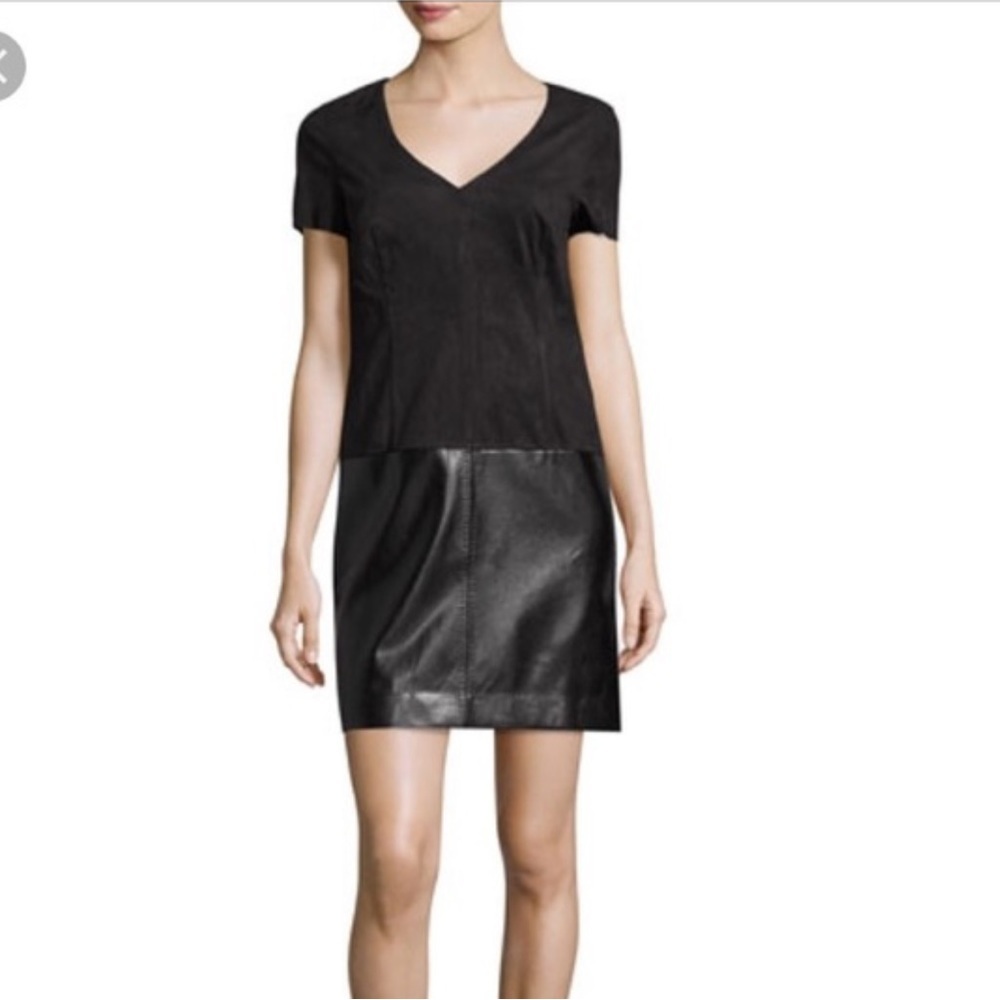 Laundry By Shelli Segal NEW Faux Suede & Leather Dress Sheath Mini Skirt NWOT